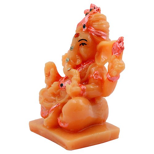 Unique Design Lord Ganesha Sitting Idol Orange And Pink Color Best for Home Decor - Karigaari India Aesthetic Home Decor