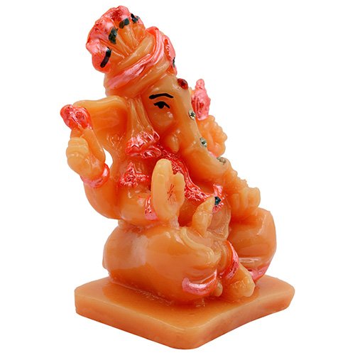 Unique Design Lord Ganesha Sitting Idol Orange And Pink Color Best for Home Decor - Karigaari India Aesthetic Home Decor
