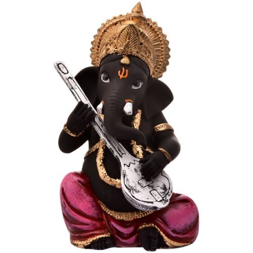 Unique Little Lord Ganesha Playing Guitar Idol Black Color Best Item for Home Decor - Karigaari India Aesthetic Home Decor