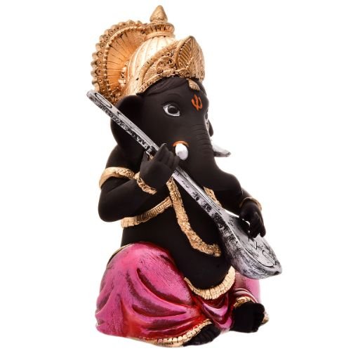 Unique Little Lord Ganesha Playing Guitar Idol Black Color Best Item for Home Decor - Karigaari India Aesthetic Home Decor