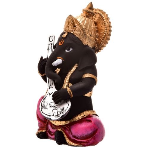 Unique Little Lord Ganesha Playing Guitar Idol Black Color Best Item for Home Decor - Karigaari India Aesthetic Home Decor