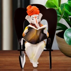 Unique Little Lord Ganesha Sitting On Chair Reading Idol Best Item for Home Decor - Karigaari India Aesthetic Home Decor