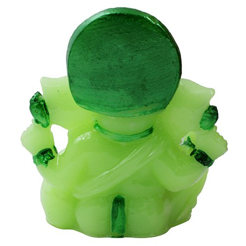 Unique Small Lord Ganesha Sitting With One Leg Up Idol Green Color And dark Green Ornaments Best for Home Decor - Karigaari India Aesthetic Home Decor