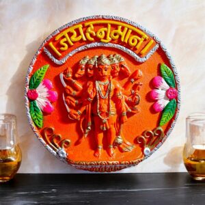 Panchmukhi Hanuman Wall Hanging Vibrant Resin Statue - Karigaari India Aesthetic Home Decor