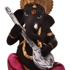 Elegant Musical Ganesha Idol Playing Veena | Resin Ganpati Statue for Home Decor & Gifting | Divine Lord Ganesh Murti for Mandir, Living Room, Office - Karigaari India Aesthetic Home Decor