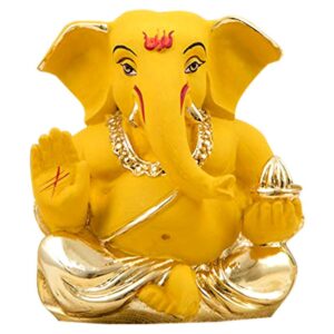 Ceramic Gold Plated Ganesha for Car & Home decor purpose - Karigaari India Aesthetic Home Decor
