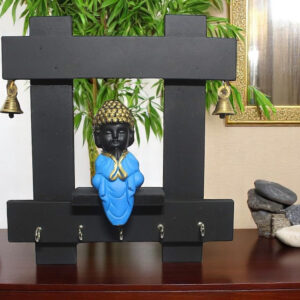 Serene Buddha Key Holder & Wall Decor with Bells - Karigaari India Aesthetic Home Decor