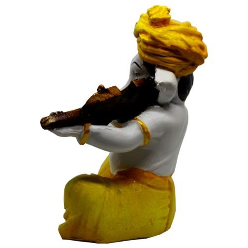 Elegant Small Lord Ganesha Figure Playing Instruments Best One Of A Kind Design Yellow For Home Home Decor Modern Ornament 5 Small Lord Ganesha Idol Playing Instruments Best & Unique Design Yellow for Home Decor - Karigaari India Aesthetic Home Decor