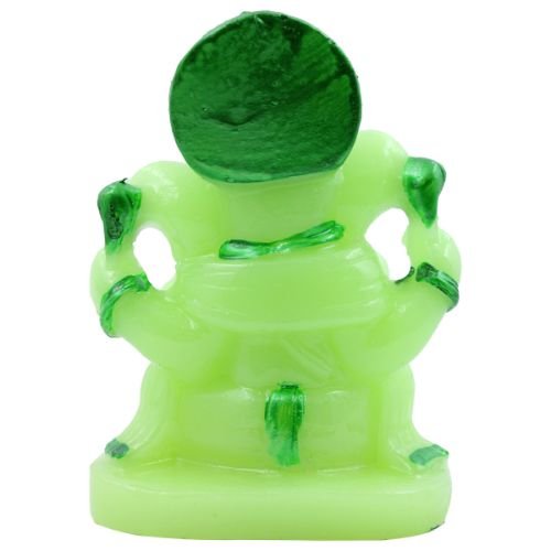 Small Lord Ganesha sitting Unique Crystal Green Colour Idol with Dark Green Color Ornaments for Home Decor - Karigaari India Aesthetic Home Decor