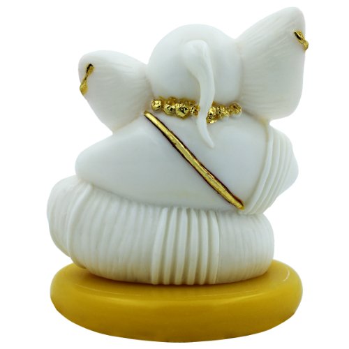 Elegant Small Lord Ganesha Sitting With Swastik On Artisan White Color Figurine For Home Home Decor Artful Decor Piece 5 Small Lord Ganesha Sitting With Swastik on Hand White Color Idol for Home Decor - Karigaari India Aesthetic Home Decor