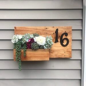 Teak Wood Fancy Outdoor Planter Number Plate - Karigaari India Aesthetic Home Decor