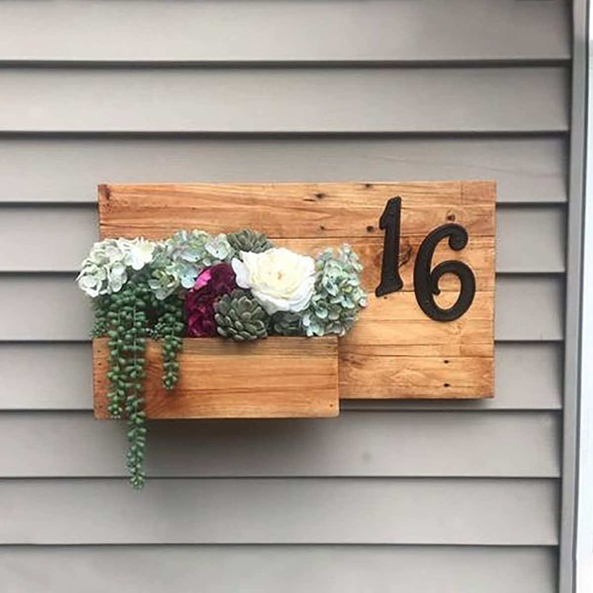 Elegant Teak Timber Fancy Outdoor Planter Number Sign Artful Decor Piece 1 Teak Wood Fancy Outdoor Planter Number Plate - Karigaari India Aesthetic Home Decor