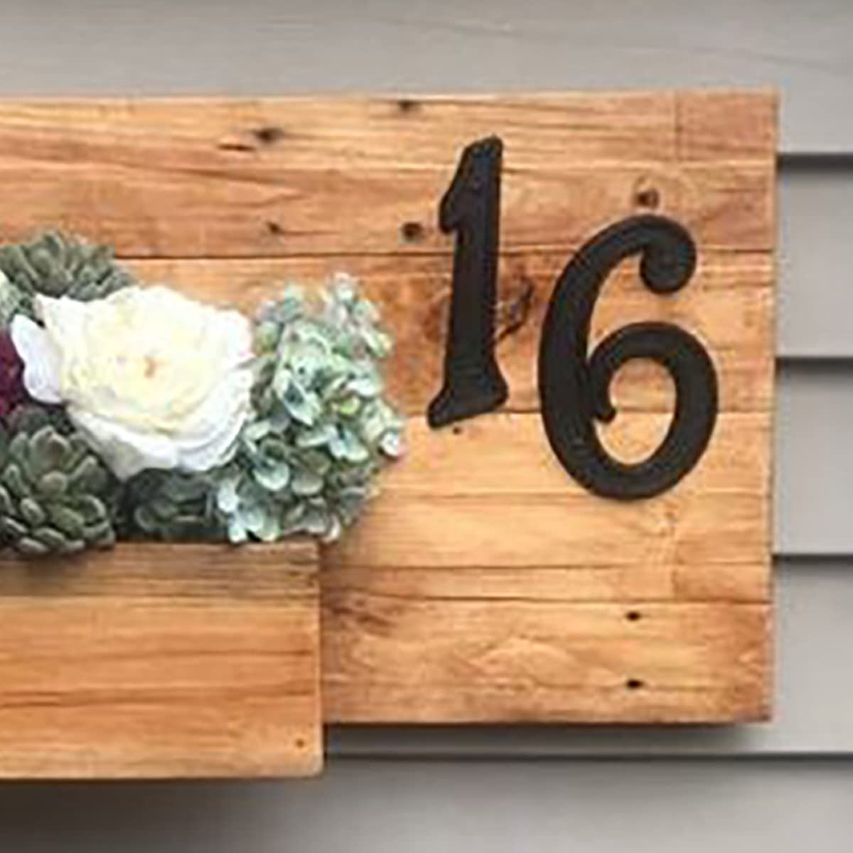 Elegant Teak Timber Fancy Outdoor Planter Number Sign Artful Decor Piece 2 Teak Wood Fancy Outdoor Planter Number Plate - Karigaari India Aesthetic Home Decor