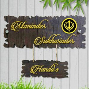 Stylish Sturdy Wooden Name Plate for House Personalized Custom Durable - Karigaari India Aesthetic Home Decor