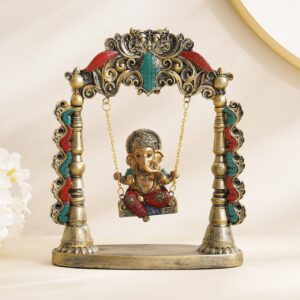 Vintage Ganesha Idol on Swing – Ideal for Gifting & Decor - Karigaari India Aesthetic Home Decor