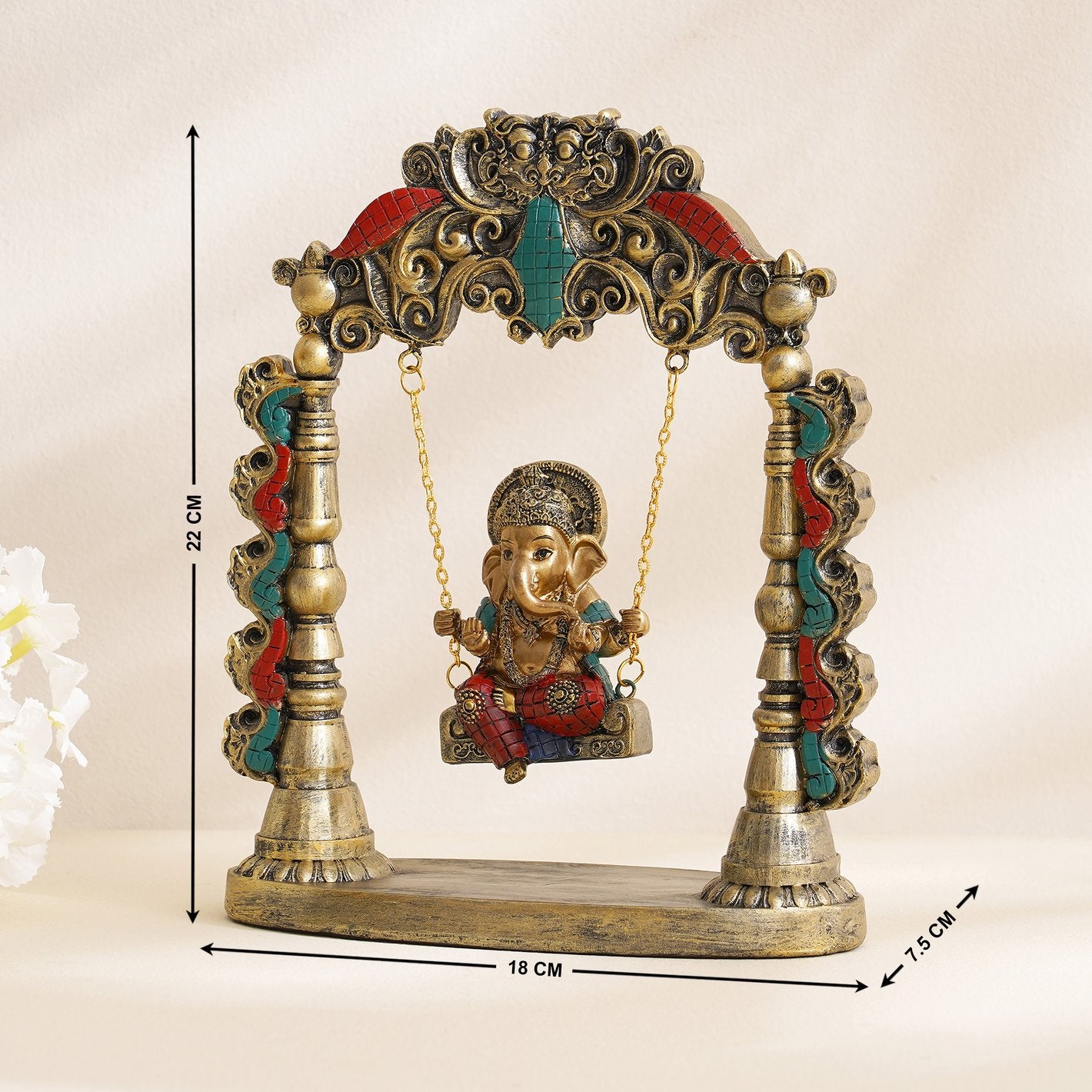 Elegant Vintage Ganesha Figurine On Swing Ideal For Gifting Home Decor Modern Ornament 2 Vintage Ganesha Idol on Swing – Ideal for Gifting & Decor - Karigaari India Aesthetic Home Decor