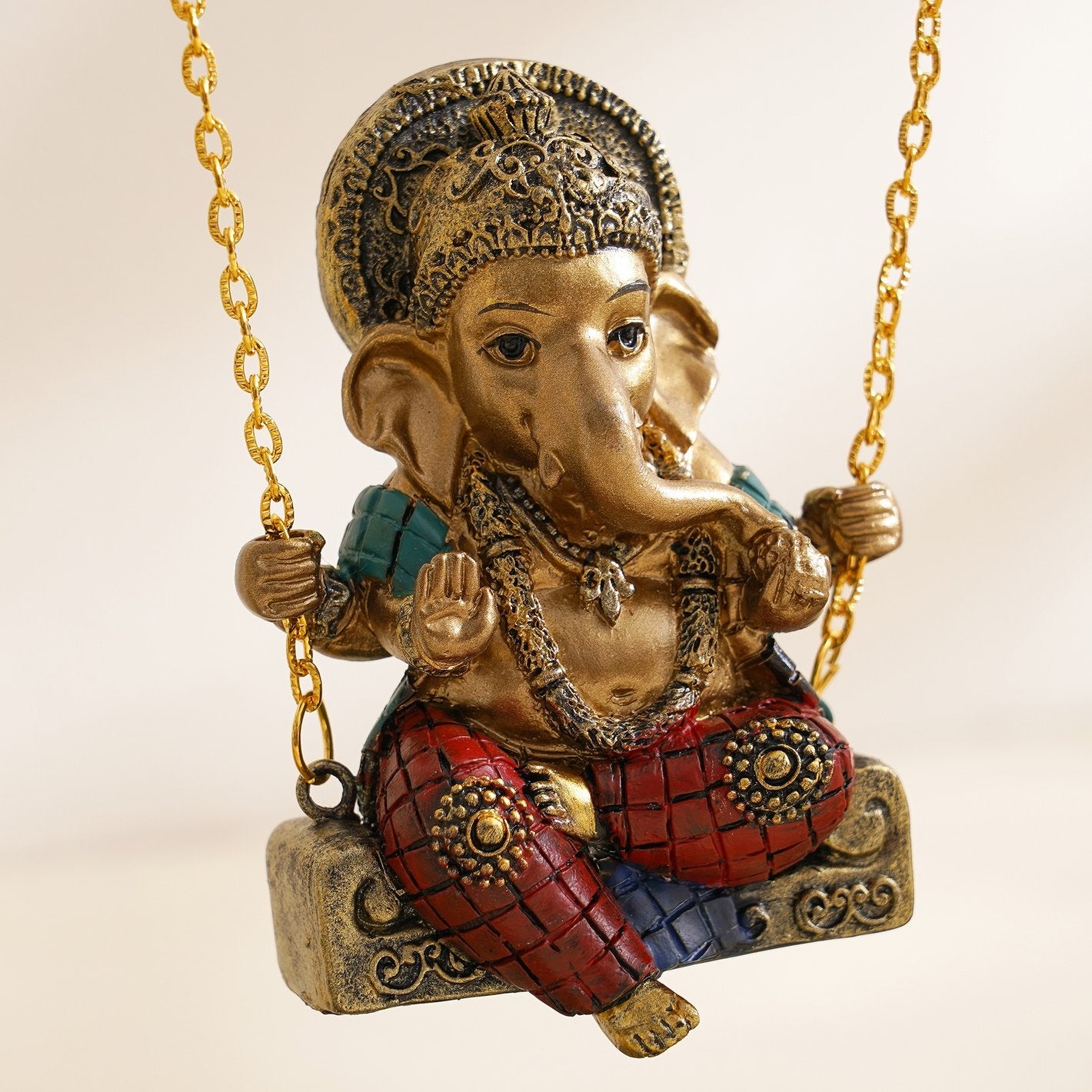 Elegant Vintage Ganesha Figurine On Swing Ideal For Gifting Home Decor Modern Ornament 3 Vintage Ganesha Idol on Swing – Ideal for Gifting & Decor - Karigaari India Aesthetic Home Decor