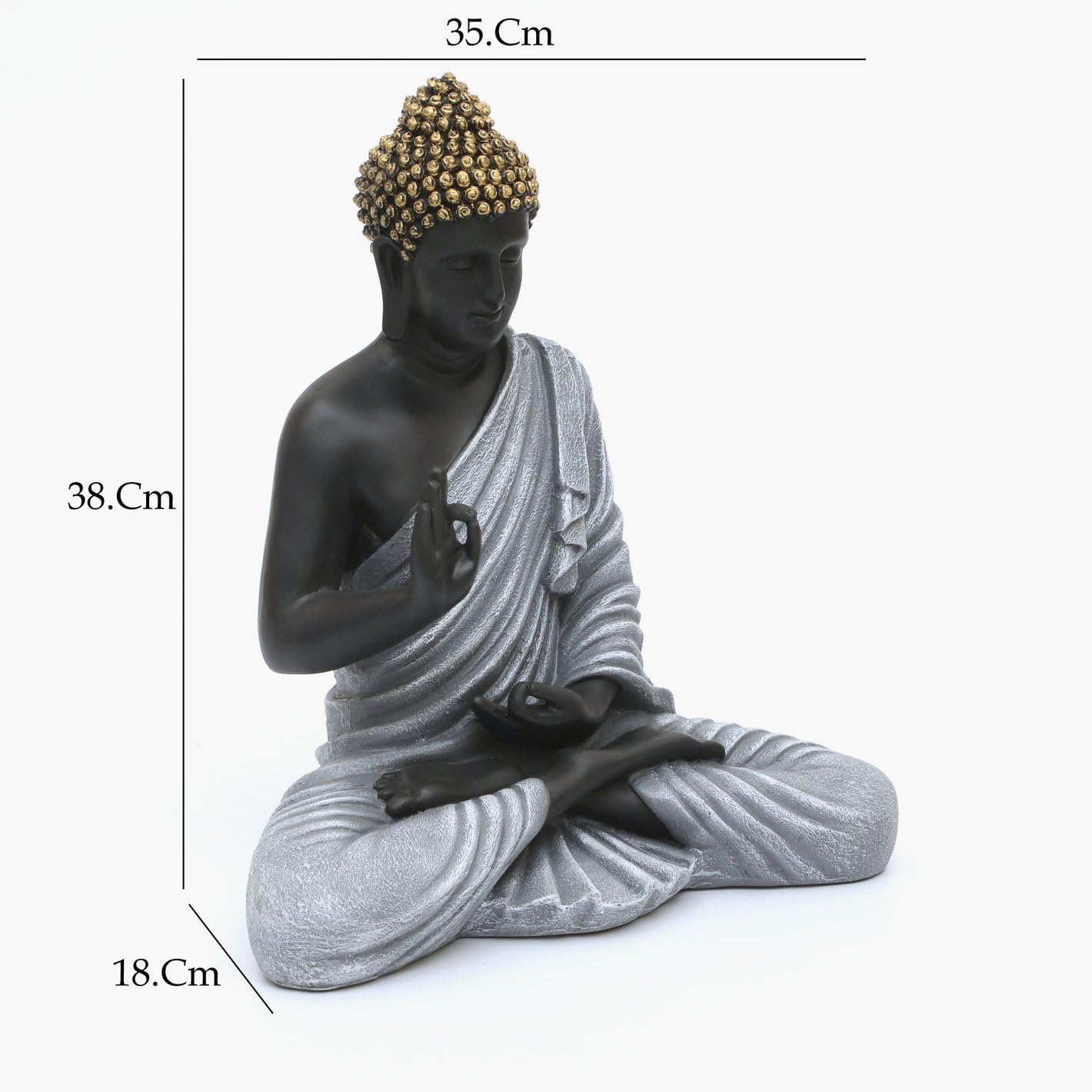 Elegant Zen Meditating Buddha Figurine Black Grey Resin Figure Home Decor Accent 5 Zen Meditating Buddha Statue Black & Grey Resin Idol - Karigaari India Aesthetic Home Decor