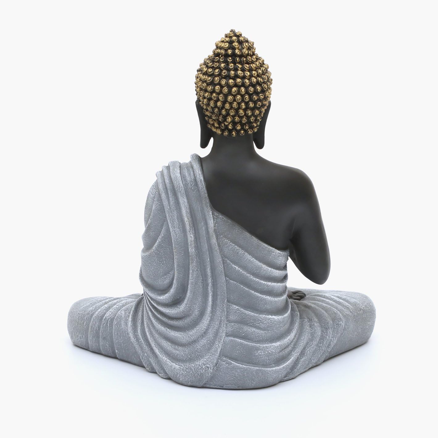 Elegant Zen Meditating Buddha Figurine Black Grey Resin Figure Home Decor Accent 6 Zen Meditating Buddha Statue Black & Grey Resin Idol - Karigaari India Aesthetic Home Decor