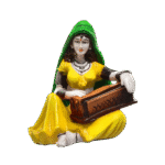 Enchanting Melody Figurine: Hand-Painted Resin Rajasthani Woman with Instrument - Karigaari India Aesthetic Home Decor
