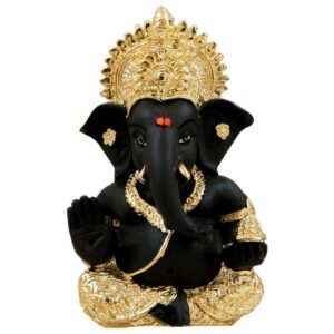 Antique Black Ceramic Ganesha Idol for Car Dashboard I Gifting - Karigaari India Aesthetic Home Decor