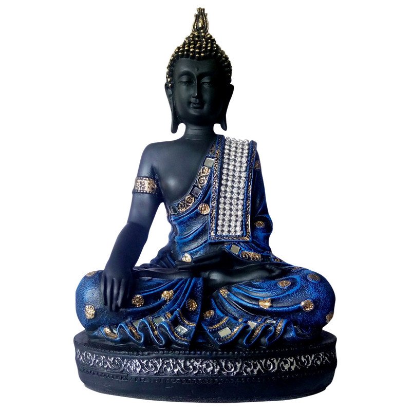 Graceful Artisan Ployresin Lord Buddha Blue Colour Meditating Idol Decor Piece Home Decoration Office Decor Spiritual Gift Modern Ornament 2 Handcrafted Ployresin Lord Buddha Blue Colour Meditating Statue Showpiece Home Decor/Office Decor/Spiritual Gift - Karigaari India Aesthetic Home Decor