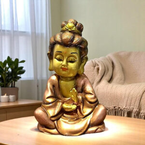 Handcrafted Ployresin Lord Buddha Golden Sitting Statue Showpiece Home Decor/Office Decor/Spiritual Gift - Karigaari India Aesthetic Home Decor