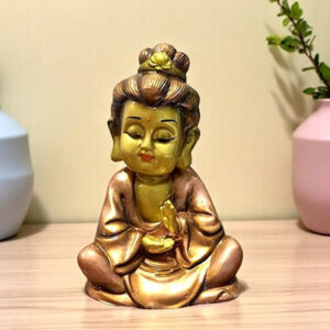 Handcrafted Ployresin Lord Buddha Golden Sitting Statue Showpiece Home Decor/Office Decor/Spiritual Gift - Karigaari India Aesthetic Home Decor