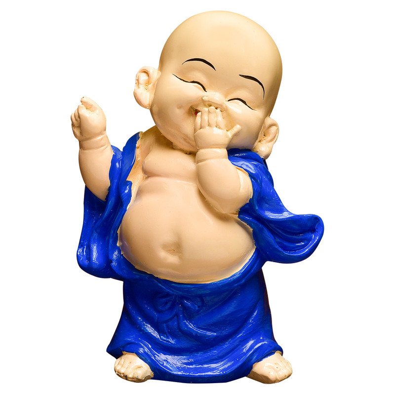 Graceful Artisan Ployresin Lord Buddha Laughing Dark Blue Colour Figurine And Putting Artisan On Mouth Centerpiece Home Home Decor Office Decoration Spiritual Gift Artful Decor Piece 3 Handcrafted Ployresin Lord Buddha Laughing Dark Blue Colour Statue And Putting Hand On Mouth Showpiece Home Decor/Office Decor/Spiritual Gift - Karigaari India Aesthetic Home Decor