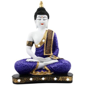Handcrafted Ployresin Lord Buddha Meditation Purple Colour Statue Showpiece Home Decor/Office Decor/Spiritual Gift - Karigaari India Aesthetic Home Decor