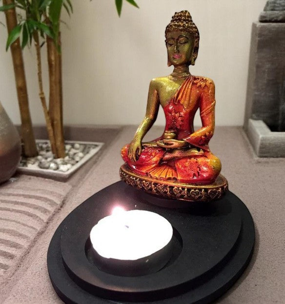 Graceful Artisan Ployresin Lord Buddha Sitting Orange Colour Meditating Figure Centerpiece Home Home Decor Office Decoration Spiritual Gift Modern Ornament 1 Handcrafted Ployresin Lord Buddha Sitting Orange Colour Meditating Statue Showpiece Home Decor/Office Decor/Spiritual Gift - Karigaari India Aesthetic Home Decor