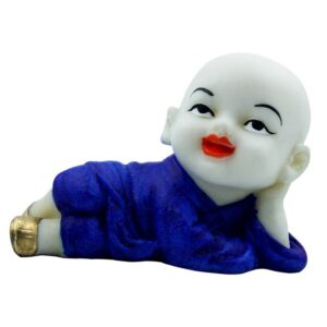 Handcrafted Ployresin Lord Buddha Sleeping Statue Showpiece Home Decor/Office Decor/Spiritual Gift, White And Blue - Karigaari India Aesthetic Home Decor