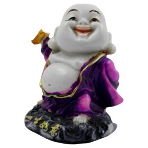 Handcrafted Ployresin Lord Buddha Standing On Stone And Laughing Statue Showpiece Home Decor/Office Decor/Spiritual Gift, Purple - Karigaari India Aesthetic Home Decor