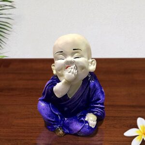 Handcrafted Ployresin Lord Buddha White And Purple Colour Sitting Statue Showpiece Home Decor/Office Decor/Spiritual Gift - Karigaari India Aesthetic Home Decor