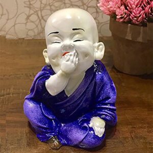 Handcrafted Ployresin Lord Buddha White And Purple Colour Sitting Statue Showpiece Home Decor/Office Decor/Spiritual Gift - Karigaari India Aesthetic Home Decor