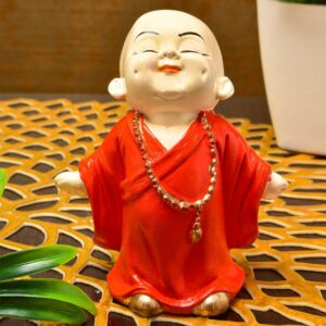 Handcrafted Ployresin  Orange Colour Lord Buddha Standing Statue  Showpiece Home Decor/Office Decor/Spiritual Gift - Karigaari India Aesthetic Home Decor