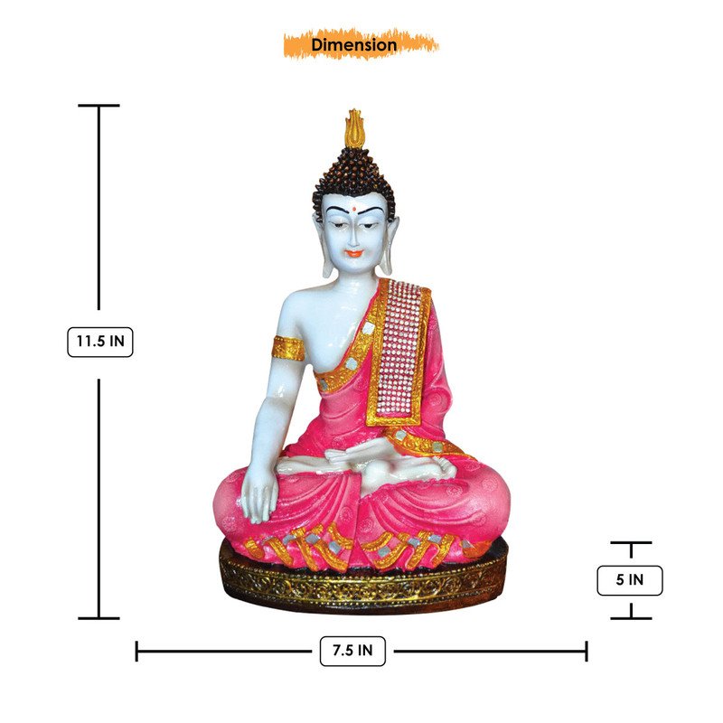 Graceful Artisan Ployresin Pink And Golden Colour Sitting Lord Buddha Figure Centerpiece Home Home Decor Office Decoration Spiritual Gift Premium Home Decor 5 Handcrafted Ployresin Pink And Golden Colour Sitting Lord Buddha Statue Showpiece Home Decor/Office Decor/Spiritual Gift - Karigaari India Aesthetic Home Decor