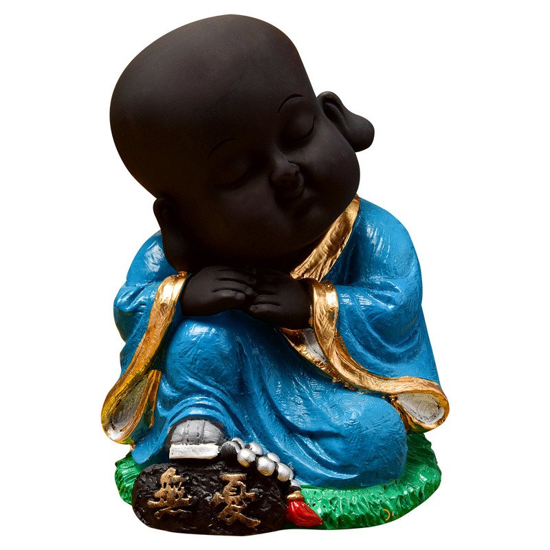 Graceful Artisan Ployresin Sitting And Sleeping Lord Buddha Figure Centerpiece Home Home Decor Office Decoration Spiritual Gift Black And Sky Blue Unique Decor Piece 3 Handcrafted Ployresin Sitting And Sleeping Lord Buddha Statue Showpiece Home Decor/Office Decor/Spiritual Gift, Black And Sky Blue - Karigaari India Aesthetic Home Decor