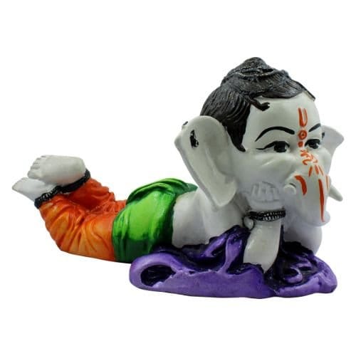 Bal Ganesh Sleeping Multicolor Idol for Home Decor - Karigaari India Aesthetic Home Decor