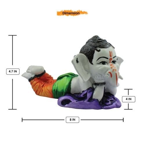 Bal Ganesh Sleeping Multicolor Idol for Home Decor - Karigaari India Aesthetic Home Decor