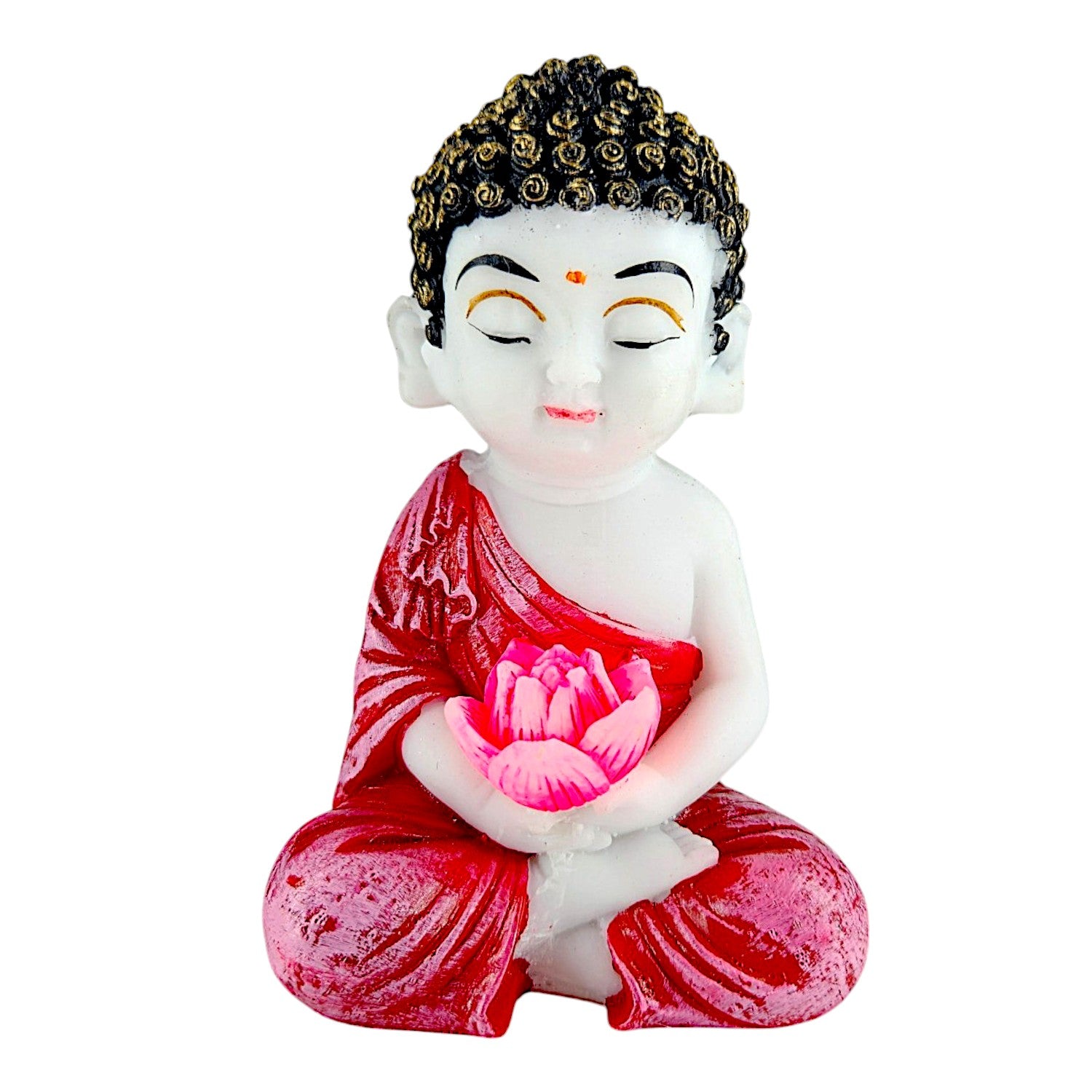 Graceful Collection Of 2 Resin Baby Buddha Idols With Lotus Meditating Buddha Showpieces In Red Robe For Home Decor Spiritual Corners Gifting Modern Ornament 3 Set of 2 Resin Baby Buddha Idols with Lotus | Meditating Buddha Showpieces in Red Robe for Home Decor, Spiritual Corners & Gifting | - Karigaari India Aesthetic Home Decor