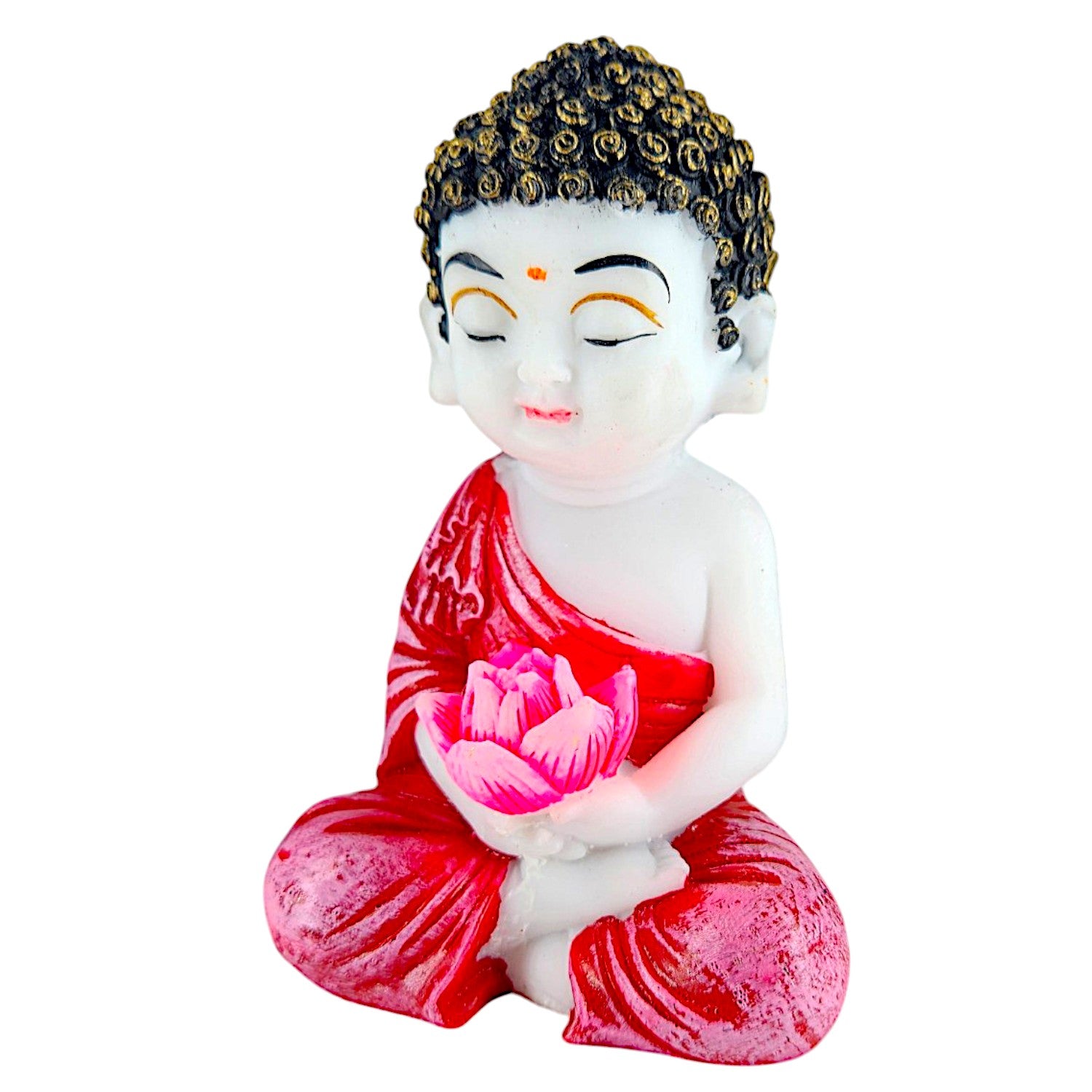 Graceful Collection Of 2 Resin Baby Buddha Idols With Lotus Meditating Buddha Showpieces In Red Robe For Home Decor Spiritual Corners Gifting Modern Ornament 5 Set of 2 Resin Baby Buddha Idols with Lotus | Meditating Buddha Showpieces in Red Robe for Home Decor, Spiritual Corners & Gifting | - Karigaari India Aesthetic Home Decor