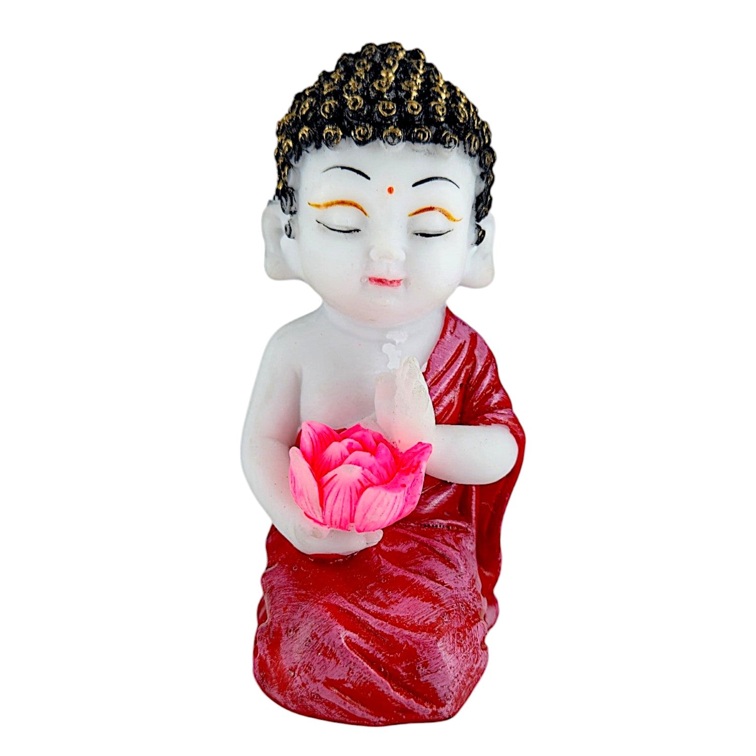 Graceful Collection Of 2 Resin Baby Buddha Idols With Lotus Meditating Buddha Showpieces In Red Robe For Home Decor Spiritual Corners Gifting Modern Ornament 6 Set of 2 Resin Baby Buddha Idols with Lotus | Meditating Buddha Showpieces in Red Robe for Home Decor, Spiritual Corners & Gifting | - Karigaari India Aesthetic Home Decor