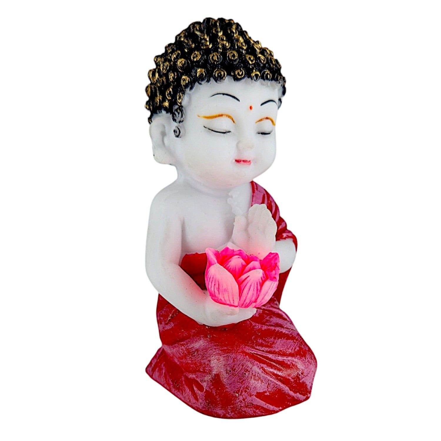 Graceful Collection Of 2 Resin Baby Buddha Idols With Lotus Meditating Buddha Showpieces In Red Robe For Home Decor Spiritual Corners Gifting Modern Ornament 7 Set of 2 Resin Baby Buddha Idols with Lotus | Meditating Buddha Showpieces in Red Robe for Home Decor, Spiritual Corners & Gifting | - Karigaari India Aesthetic Home Decor