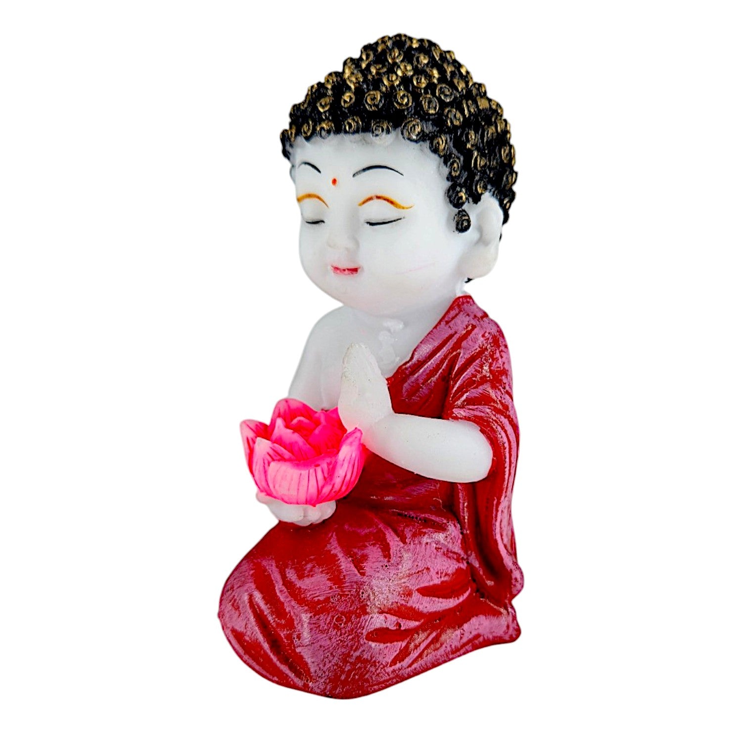 Graceful Collection Of 2 Resin Baby Buddha Idols With Lotus Meditating Buddha Showpieces In Red Robe For Home Decor Spiritual Corners Gifting Modern Ornament 8 Set of 2 Resin Baby Buddha Idols with Lotus | Meditating Buddha Showpieces in Red Robe for Home Decor, Spiritual Corners & Gifting | - Karigaari India Aesthetic Home Decor