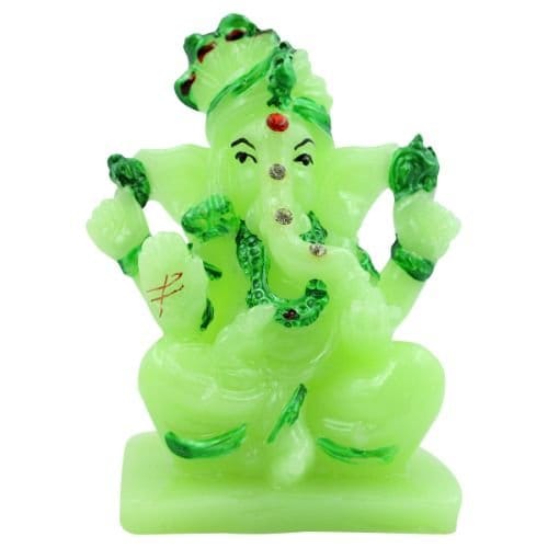 Graceful Crystal Green Colour Lord Ganesha Sitting Figurine With Dark Green Color Ornaments For Home Decoration Decorative Piece 2 Crystal Green Colour Lord Ganesha sitting Idol with Dark Green Color Ornaments for Home Decor - Karigaari India Aesthetic Home Decor