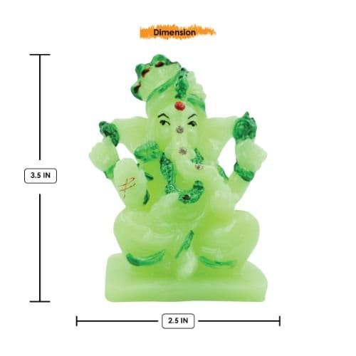 Graceful Crystal Green Colour Lord Ganesha Sitting Figurine With Dark Green Color Ornaments For Home Decoration Decorative Piece 3 Crystal Green Colour Lord Ganesha sitting Idol with Dark Green Color Ornaments for Home Decor - Karigaari India Aesthetic Home Decor