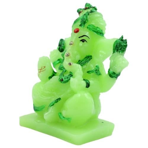 Graceful Crystal Green Colour Lord Ganesha Sitting Figurine With Dark Green Color Ornaments For Home Decoration Decorative Piece 4 Crystal Green Colour Lord Ganesha sitting Idol with Dark Green Color Ornaments for Home Decor - Karigaari India Aesthetic Home Decor