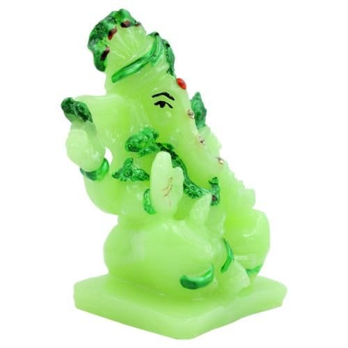 Graceful Crystal Green Colour Lord Ganesha Sitting Figurine With Dark Green Color Ornaments For Home Decoration Decorative Piece 5 Crystal Green Colour Lord Ganesha sitting Idol with Dark Green Color Ornaments for Home Decor - Karigaari India Aesthetic Home Decor