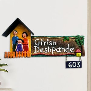 Family Hut Durable Personalized Wooden Name Plate for House Sturdy Stylish - Karigaari India Aesthetic Home Decor